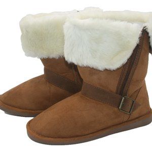 Womens Faux Suede Plush Boots Chestnut  Size 9